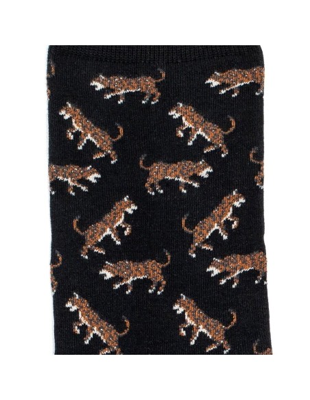 Nos chaussettes femme "Les Léopards" noir - Maison Broussaud