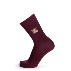 Chaussettes bordeaux et dorées motif abeille - Collection Napoléon