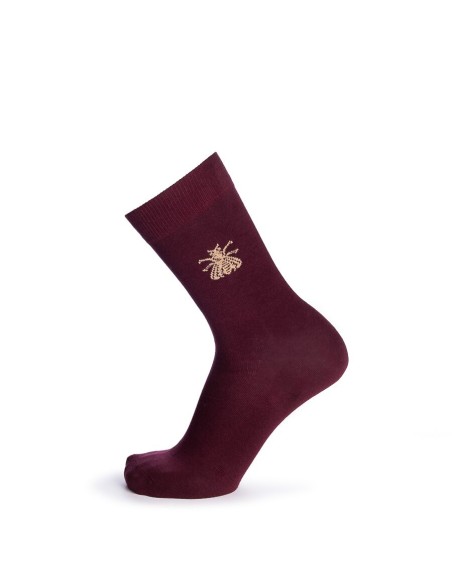 Chaussettes bordeaux et dorées motif abeille - Collection Napoléon
