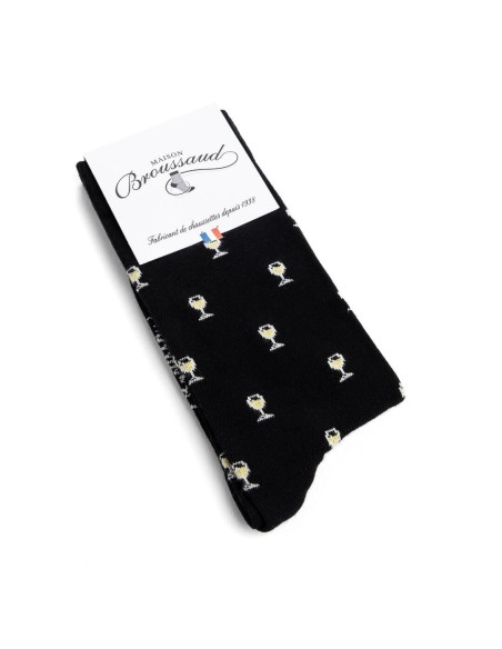 Nos chaussettes "Les épicuriens" noir/blanc - Maison Broussaud