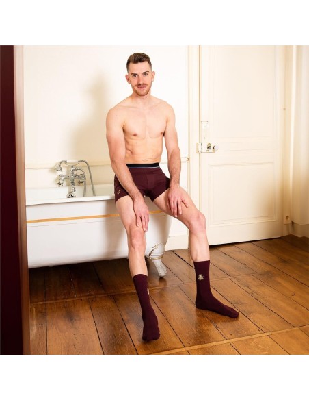 Chaussettes bordeaux et dorées motif abeille - Collection Napoléon