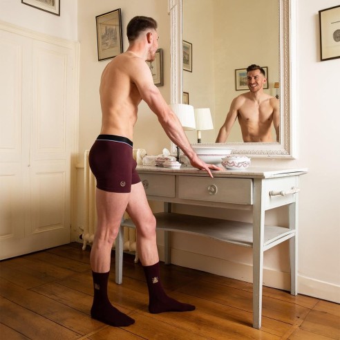 Chaussettes bordeaux et dorées motif abeille - Collection Napoléon