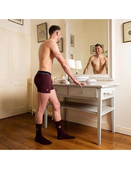 Chaussettes bordeaux et dorées motif abeille - Collection Napoléon