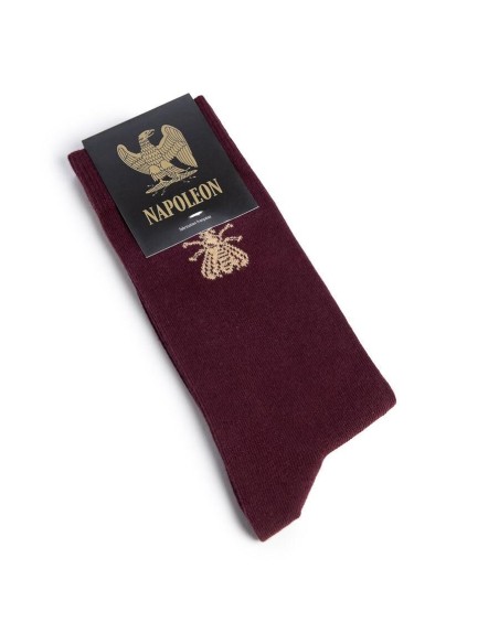 Chaussettes bordeaux et dorées motif abeille - Collection Napoléon
