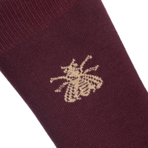Chaussettes bordeaux et dorées motif abeille - Collection Napoléon