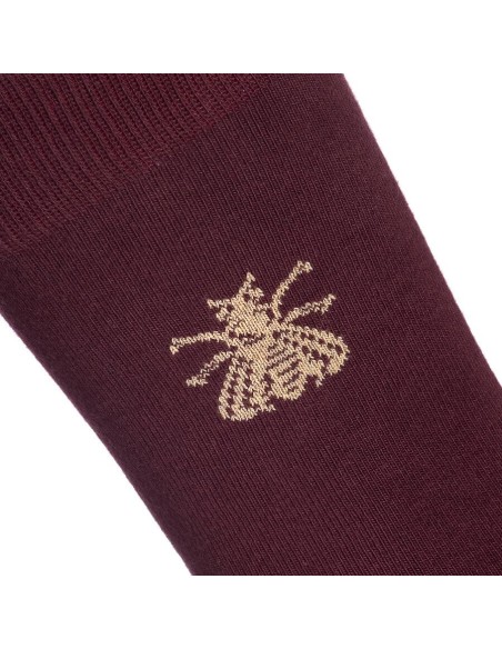 Chaussettes bordeaux et dorées motif abeille - Collection Napoléon