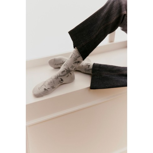 Nos chaussettes femme "Les Tropiques" gris - Maison Broussaud