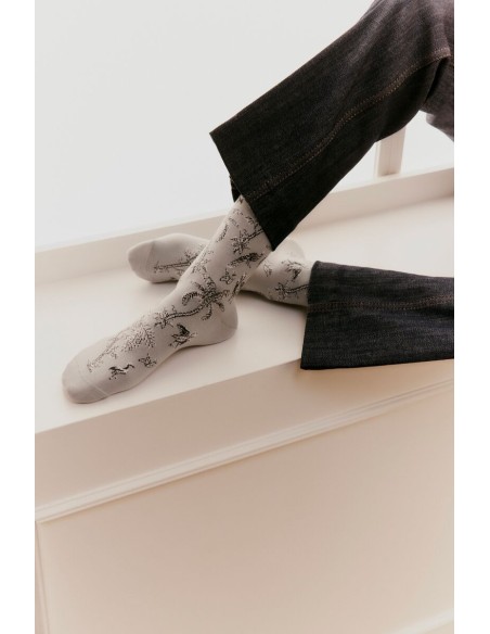 Nos chaussettes femme "Les Tropiques" gris - Maison Broussaud