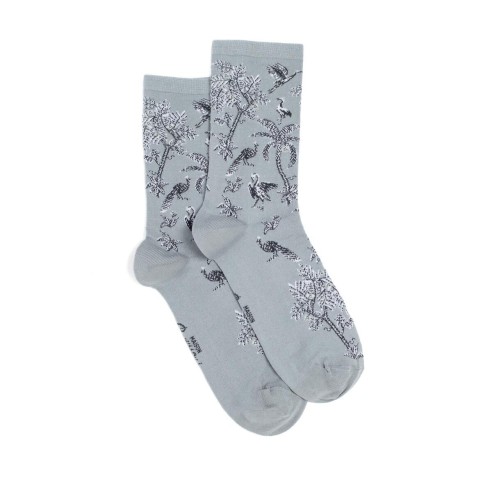 Nos chaussettes femme "Les Tropiques" gris - Maison Broussaud