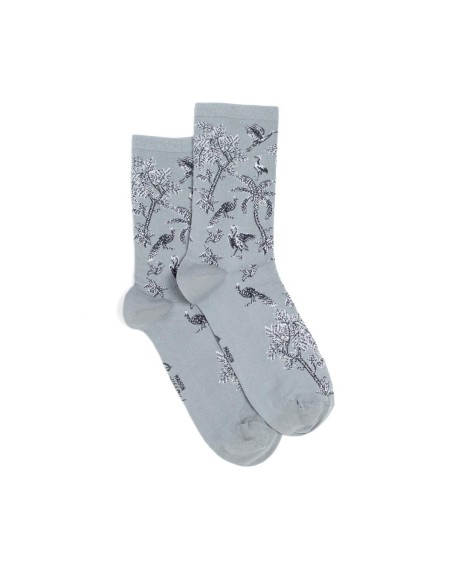 Nos chaussettes femme "Les Tropiques" gris - Maison Broussaud