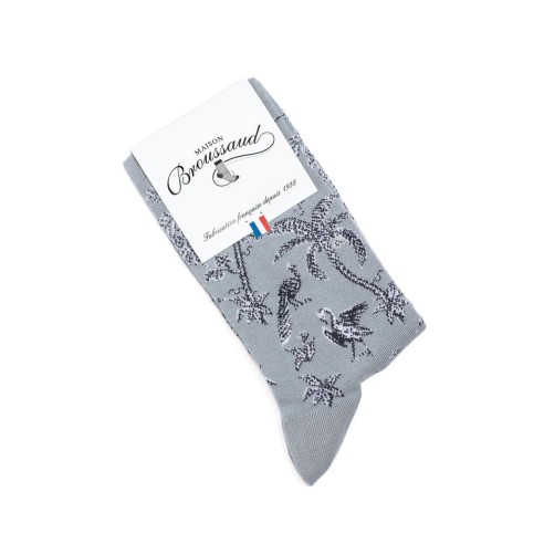 Nos chaussettes femme "Les Tropiques" gris - Maison Broussaud