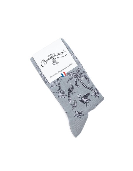 Nos chaussettes femme "Les Tropiques" gris - Maison Broussaud