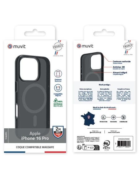 COQUE MAGSAFE 2M TRANSLUCIDE NOIR IPHONE 16 PRO