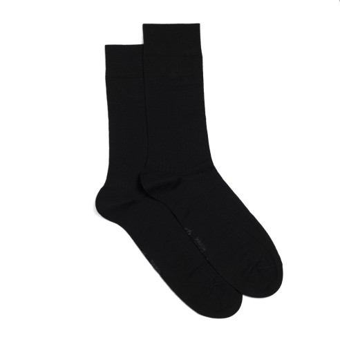 Nos chaussettes côtelées noir homme - Maison Broussaud