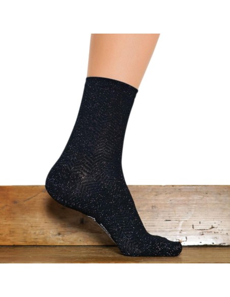 Nos chaussettes femme "Les Chevrons" noir - Maison Broussaud
