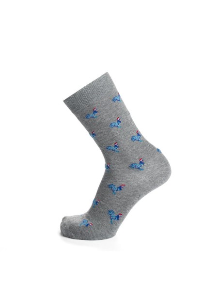 Nos chaussettes "Les Coqs", coloris gris - Maison Broussaud