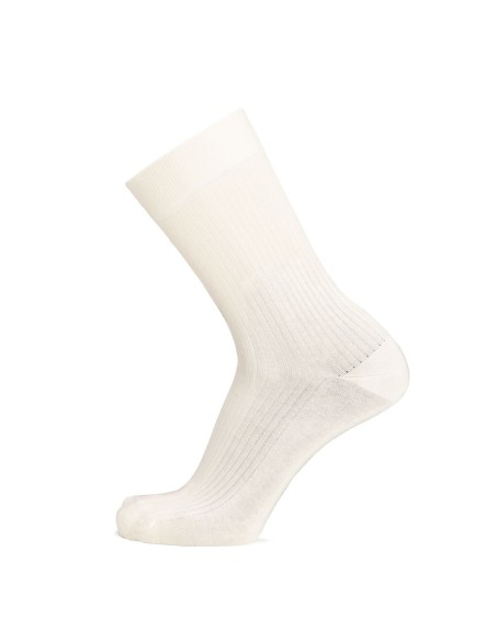 Nos chaussettes côtelées écru homme - Maison Broussaud