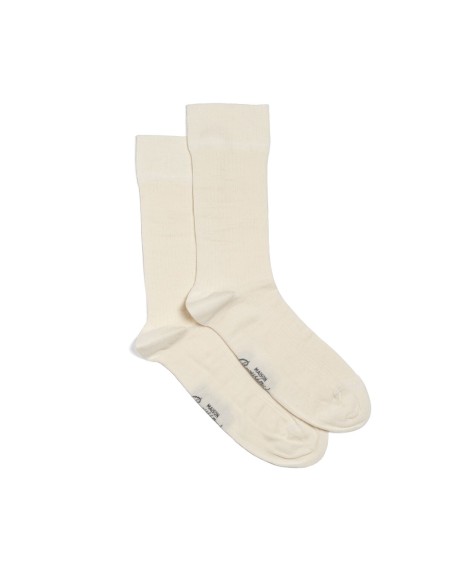 Nos chaussettes côtelées écru homme - Maison Broussaud
