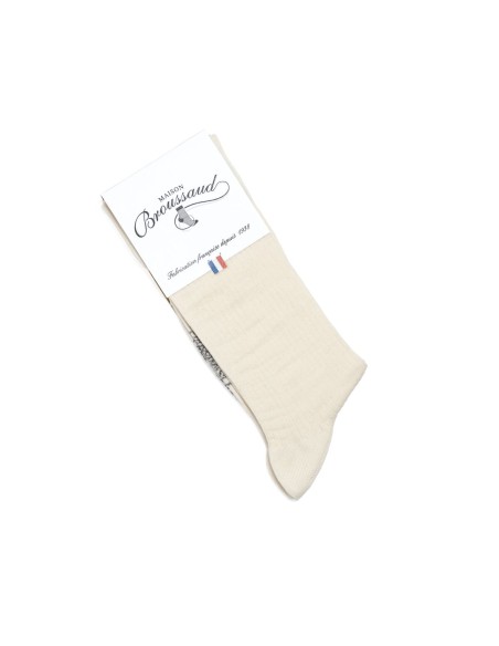 Nos chaussettes côtelées écru homme - Maison Broussaud