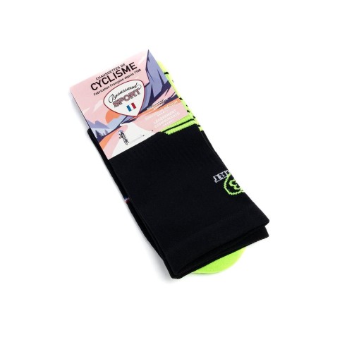 Nos chaussettes cyclisme coloris noir/jaune - Maison Broussaud