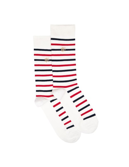 Les marinières bleu blanc rouge Elysée x Maison Broussaud - chaussettes homme - coton blanc