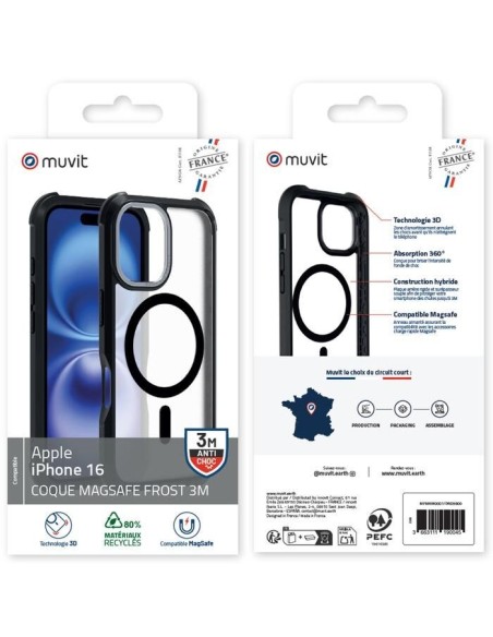 COQUE MAGSAFE 3M MAT FROST NOIR IPHONE 16