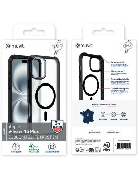 COQUE MAGSAFE 3M MAT FROST NOIR IPHONE 16 PLUS