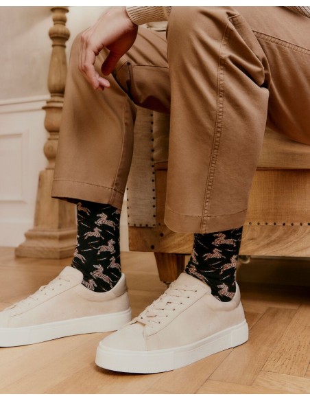 Nos chaussettes homme "Les Zèbres" noir - Maison Broussaud