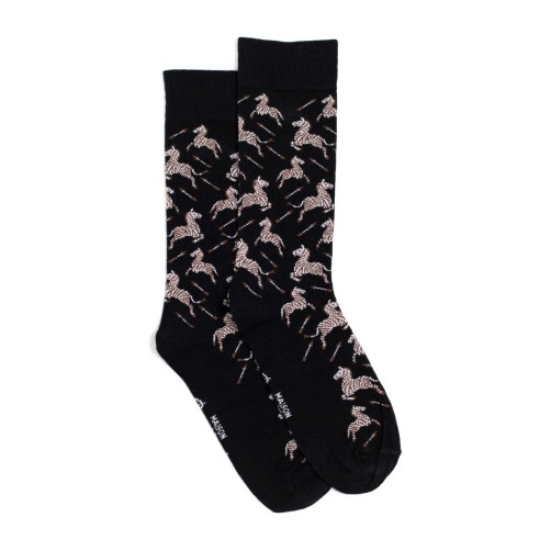 Nos chaussettes homme "Les Zèbres" noir - Maison Broussaud