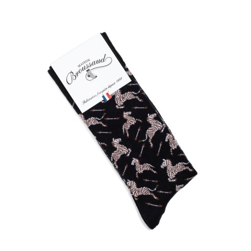 Nos chaussettes homme "Les Zèbres" noir - Maison Broussaud