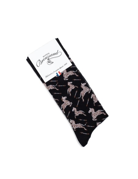 Nos chaussettes homme "Les Zèbres" noir - Maison Broussaud