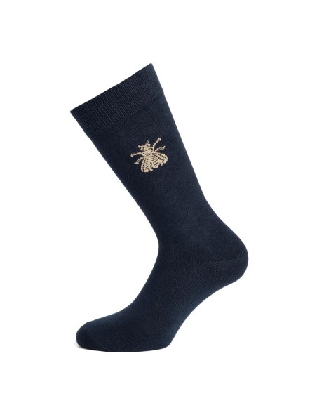 Chaussettes marines et dorées motif abeille - Collection Napoléon