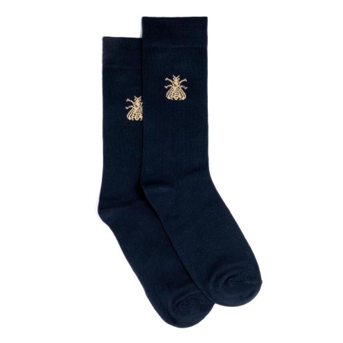 Chaussettes marines et dorées motif abeille - Collection Napoléon