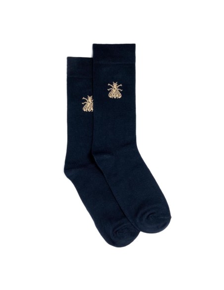 Chaussettes marines et dorées motif abeille - Collection Napoléon