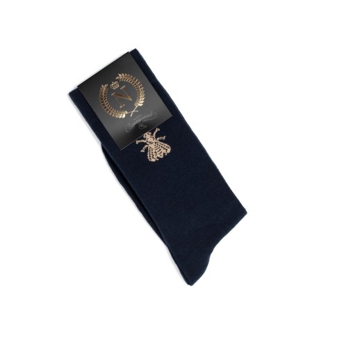 Chaussettes marines et dorées motif abeille - Collection Napoléon