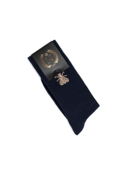 Chaussettes marines et dorées motif abeille - Collection Napoléon