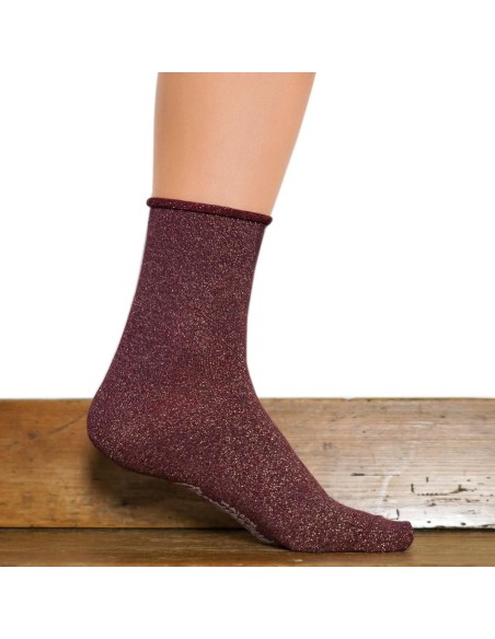 Nos socquettes femme "Les roulottées" bordeaux - Maison Broussaud
