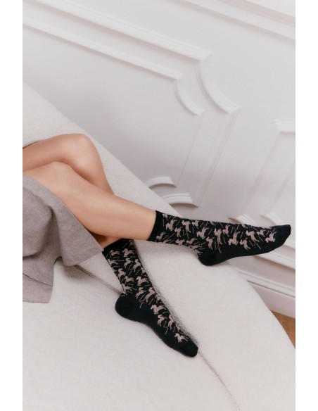 Nos chaussettes femme "Les Zèbres" noir - Maison Broussaud