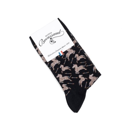 Nos chaussettes femme "Les Zèbres" noir - Maison Broussaud