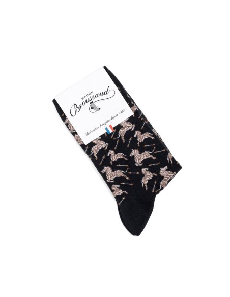 Nos chaussettes femme "Les Zèbres" noir - Maison Broussaud