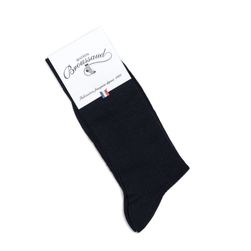 Nos chaussettes "Les côtelées fines" en noir - Maison Broussaud