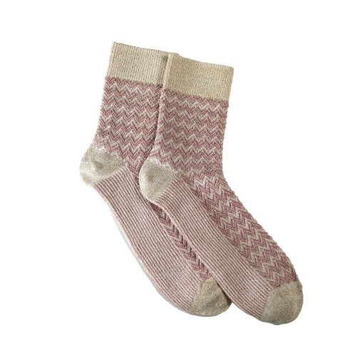 Nos chaussettes "Les Chevrons" en Rose - Maison Broussaud