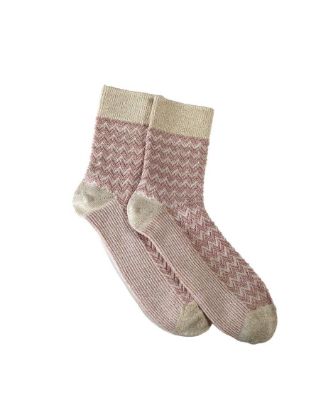 Nos chaussettes "Les Chevrons" en Rose - Maison Broussaud