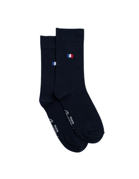 Nos mi-chaussettes "Les Drapeaux" marine - Maison Broussaud
