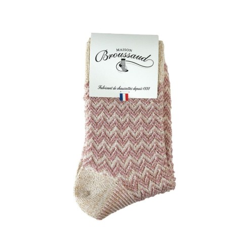 Nos chaussettes "Les Chevrons" en Rose - Maison Broussaud
