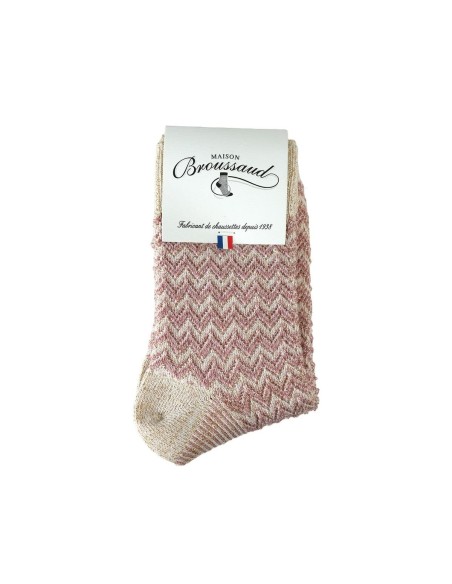 Nos chaussettes "Les Chevrons" en Rose - Maison Broussaud