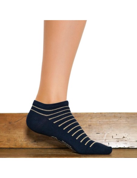 Nos chaussettes femme "Les Rayées" marine/or - Maison Broussaud
