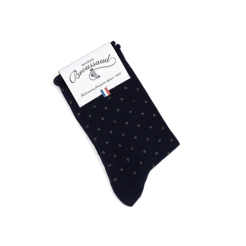 Nos chaussettes femme en laine bleu marine - Maison Broussaud