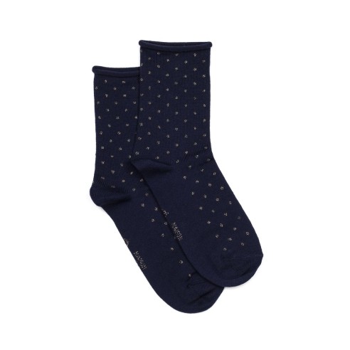 Nos chaussettes femme en laine bleu marine - Maison Broussaud