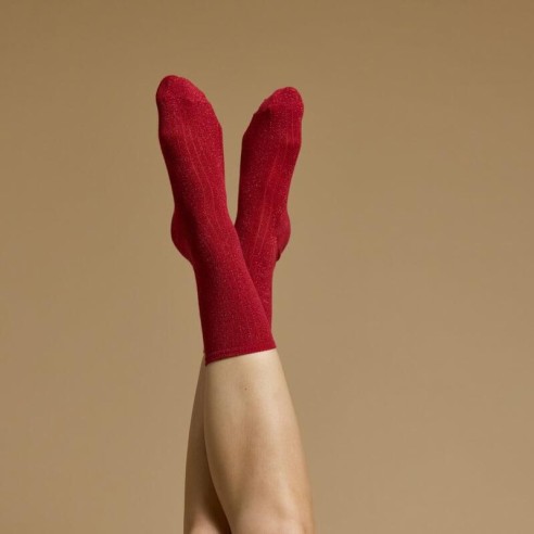 Les côtelées Armor-lux x Maison Broussaud - chaussettes femme - coton rouge